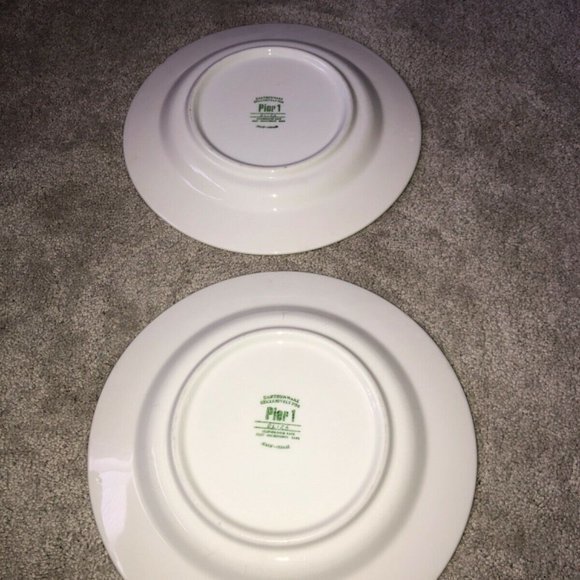 Pier 1 Imports Eliza Earthware Dinner Plate Set (2) blue white - Picture 2 of 12